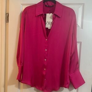 Zara Women's Hot Pink Blouse NWT